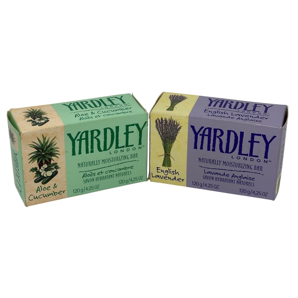 VTG Yardley London Moisturizing Bar Soap Set 4.25oz Lavender Aloe Cucumber NOS